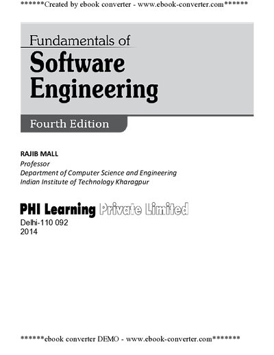 Fundamentals of Software Engineering, Fourth Edition, Rajib Mall ( PDFDrive )