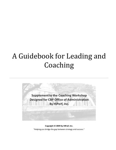 Guidebook for Leading and Coaching