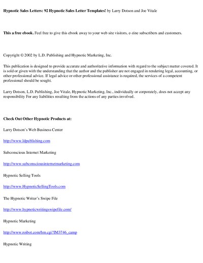free hypnoticsalesletters templates