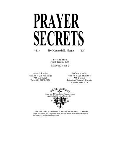 PRAYER SECRETS By Kenneth E. Hagin ( PDFDrive )