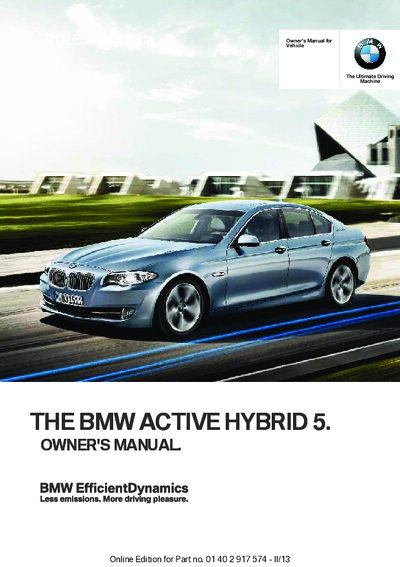 the bmw active hybrid 5 owners manual ( PDFDrive )